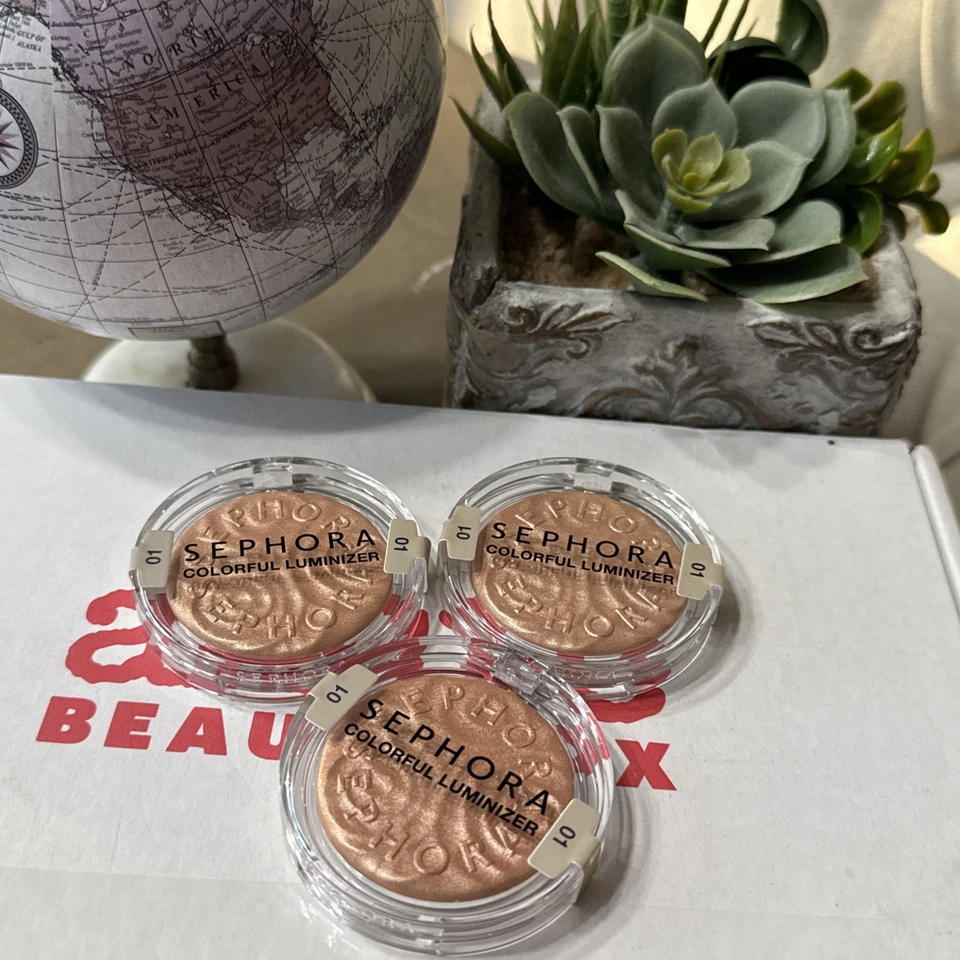 3 SEPHORA Colorful Luminizer Powder 01 GLITZY GOLD cool gold tone Full Size 3.5G - Image 1 of 3