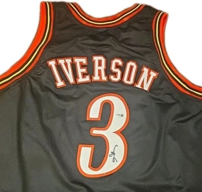 Allen Iverson HOF Signed Philadelphia 76ers Black Jersey  AUTO JSA Sticker Sz XL - Image 1 of 4