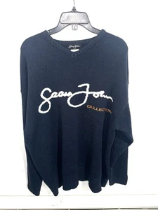 Vintage Sean John Pullover Erwachsene XXXL blau Spruch V-Ausschnitt Wollmischung Strick Y2K - Bild 1 von 7