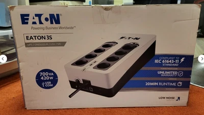 Eaton 3S 700 DIN UPS – 700VA / 420W – 8 Outlets, USB – EU Reliable Backup Power. - Image 1 of 4