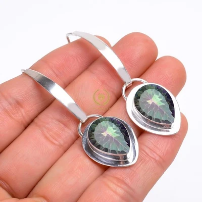 925 Sterling Silver Rainbow Mystic Topaz 12X16 Earrings For Women - Image 1 of 4