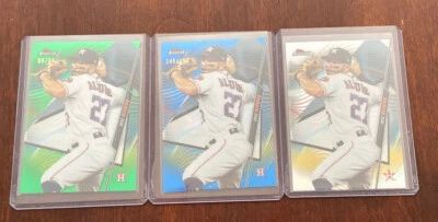 2020 Topps Finest #82 Jose Altuve (3) Lot Green /99 Blue /150 Base Refractor - Image 1 of 4