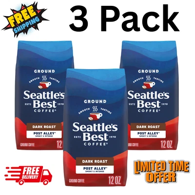 SEATTLE’S BEST Seattle's Best Coffee Post Alley Blend Dark Roast Ground Coffee 12oz (Pack of 3)