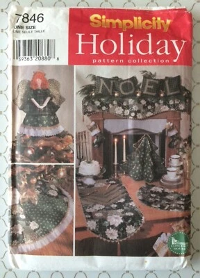 Simplicity 7846 UNCUT Sewing Pattern Christmas Tree Skirt Stocking Angel Pillow - Image 1 of 4
