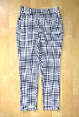 NUEVO CON ETIQUETAS $78 Tahari Negro Blanco Pata de Gallo Cuadros Pierna Cónica Tobillo Pantalones de Carrera 6 Foto 1 de 4