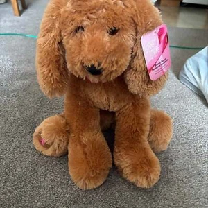 Vintage Macy's GUND Brown PUPPY DOG W/ Pink Bandana 13" Plush Stuffed Animal Toy - Picture 1 of 4