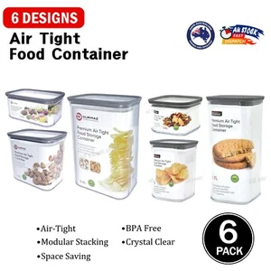 6pk Clear Airtight Food Storage Container Cereal Box Canister Container Jar - Picture 1 of 12