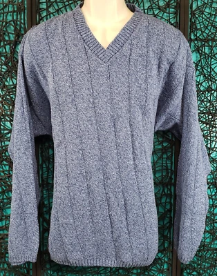 NUEVO CON ETIQUETAS SUÉTER JERSEY CUELLO EN V MANGA LARGA VINTAGE NEW ERA XL AZUL EE. UU. Foto 1 de 4