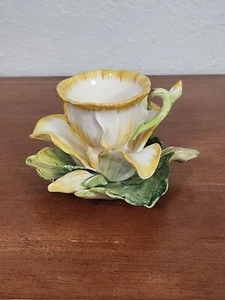 Vtg CM Inc Chadwick Porcelain Yellow Rose Flower Teacup & Saucer #55/1737 - Picture 1 of 15