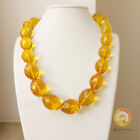 Genuine Natural Faceted Amber Big Beads Diamond Cut Amber Huge Necklace