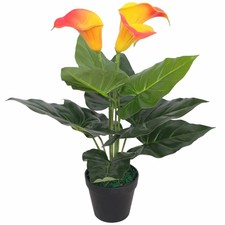 454372 Calla Lily Artificiale con Vaso 45 cm Rosso e Giallo Casa e Giardino Arre