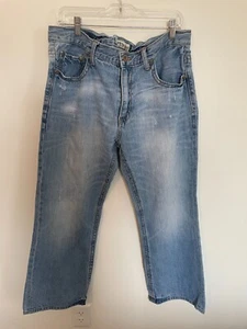 Aeropostale Driggs Herren Jeans 36 X30 Light Wash Light Destress Slim Bootcut - Bild 1 von 4