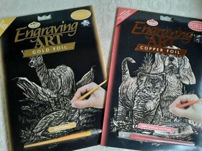 2 Royal Langnickel Copper & Gold Foil Engraving Kits Deer Kitten Puppy 8 x 10" - image 1 of 4
