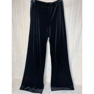 Pantalones Kasper Pull On Pierna Ancha Para Mujer M Negro Terciopelo Elastizados Informales Dobladillo de Encaje Foto 1 de 4