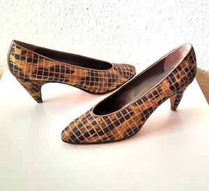 Serto Meussi of Florence Shoes, Size 6.5M, Leather Gold/Bronze Wedge Heels Italy - Picture 1 of 11