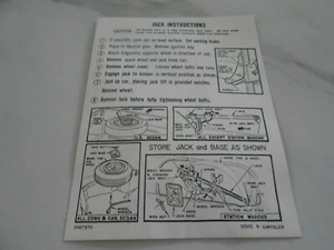 1965 Reproduction Dodge-Chrysler 880 Jack Instruction Decal - Foto 1 di 1
