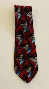 J. GARCIA Necktie 100% Silk Tie Abstract Burgundy Blue Black Gray - Picture 1 of 4