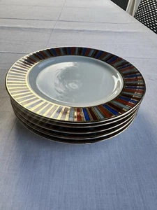 Vintage Fitz & Floyd Ramses Salatteller - 5er Set, 7,5" Mehrfarbig Gestreifter Rand - Bild 1 von 11