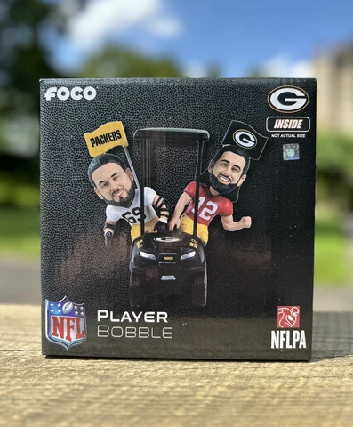 Aaron Rodgers & David Bakhtiari Green Bay Packers Golf Cart Bobble NEW FOCO BOX Cover