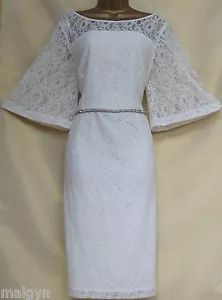 MONSOON ✩ STUNNING 'LILLY' IVORY LACE DIAMANTE SHIFT WEDDING DRESS ✩ UK 16 BNWT - Picture 1 of 5