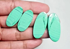 89ct 100% NATURAL TOP QUALITY MALACHITE OVAL CABOCHON LOOSE GEMSTONE 2PAIR B4 - Picture 1 of 4