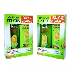 Garnier Fructis Sleek & Shine Smoothing Shampoo + Conditioner Vegan 4-Pack - Picture 1 of 4