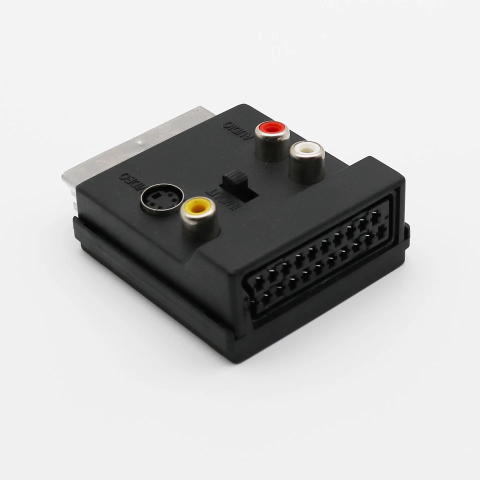 1pcs Switchable SCART Male to Female S-Video 3 RCA Audio Adapter Converter Black - Image 1 of 4