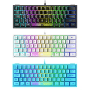 K61 60 Percent RGB Backlit Wired Keyboard 62 Keys Ergonomic Gaming Computers . - Picture 1 of 14
