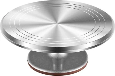 12 Inch Silver Aluminum Cake Turntable Heavy Duty Non Slip Rotating Stand - Image 1 of 4