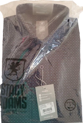 Camisa de vestir Stacy Adams para hombre abotonada azul marino geo calce moderno NISB 15-15 1/2 M 32/33 Foto 1 de 4