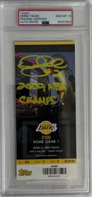 DEREK FISHER SIGNED 2009 NBA FINALS TICKET STUB PSA 84923852 AUTO GRADE GM MT 10 - Image 1 of 4