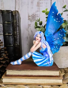 Ebros Amy Brown Pretty Blue Moon Scholar Book Muse Fairy Statue 6.5"H Fantasy - Picture 1 of 7