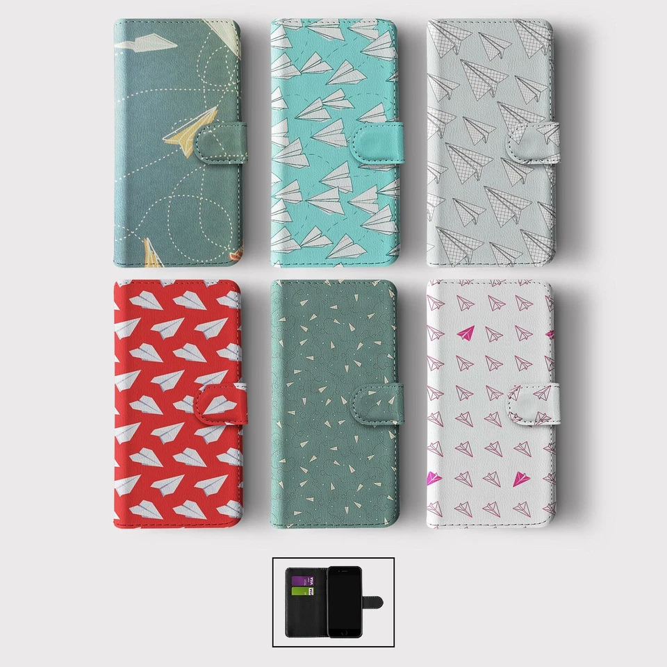 CASE FOR IPHONE 16 16E 15 14 12 12 SE PRO WALLET FLIP PHONE COVER PAPER PLANES - Image 1 of 1