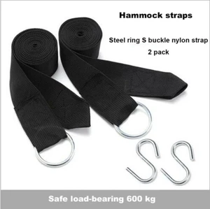 2x Tree Hanging Swing Straps Hammock Rope Hangers Kit Hooks Carabiner Fitting - Picture 1 of 8