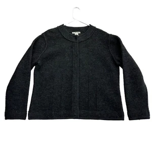 Jillian Jones Womens Boiled Wool Button Up Shirt Jacket Shacket Size XL Gray Vtg - Picture 1 of 11