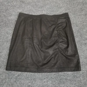 Free People Rumi Ruched Faux Leather Mini Skirt Black L - Picture 1 of 15