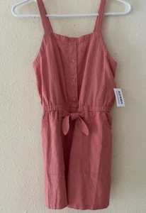 Old Navy Girls Romper Jumpsuit Shorts Salmon Pink Beach Sz L 10/12 - Picture 1 of 3