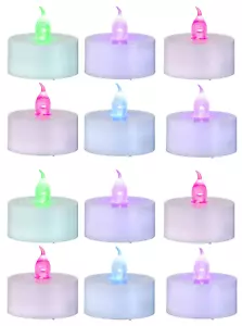 12 Color Changing Flameless LED Tea Light Candles Christmas Wedding Party Decor - Picture 1 of 6