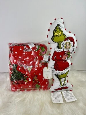 Pijama de Navidad Pottery Barn Teen GRINCH adulto grande franela MÁS almohada *NUEVO* Foto 1 de 4