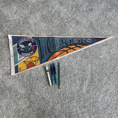 CHARLOTTE HORNETS NBA BASKETBALL VINTAGE 1990'S 90'S WINCRAFT PENNANT 30X12 RARE - Image 1 of 3