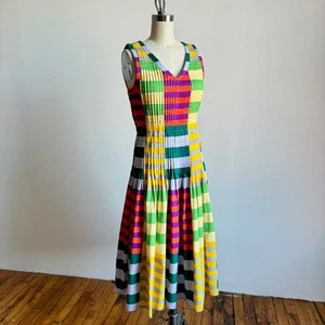Vestido DUSEN DUSEN Colorido a Rayas Plisado Cintura Caída - Talla XS - Buen Estado - Imagen 1 de 7