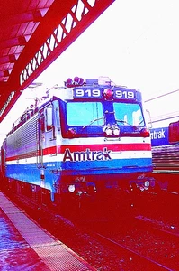 ORIGINAL KODACHROME SLIDE AMTRAK AEM-7 #919 WILMINGTON, DE OCTOBER 1999 - Picture 1 of 1
