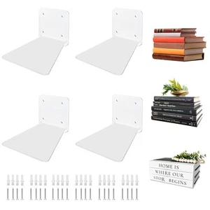 Invisible Floating Bookshelf - Modern White Wall Mount Metal Shelves for Room... - Picture 1 of 9
