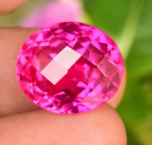 Tormalina Rubellite Rosa Rosso Naturale 23,40 Ct Certificata Ovale Checker Gemma - Foto 1 di 8
