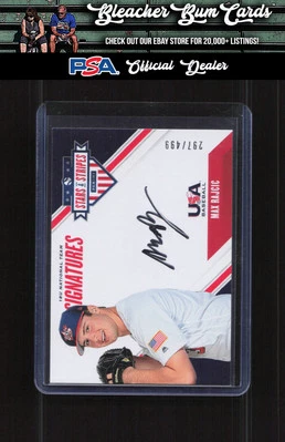 2020 Panini USA Baseball Stars & Stripes 18U-MR Max Rajcic 18U Auto #/499 - Image 1 of 2