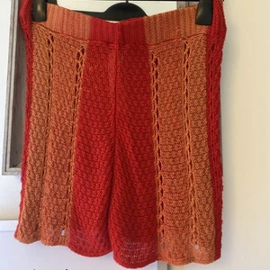 Shorts Summer Crochet BNWT ZARA S RED ORANGE KNIT Elasticated 10 1.2 - Picture 1 of 6