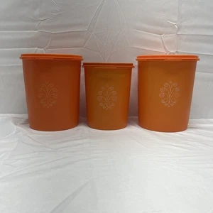 Vintage Orange Nesting Servalier Tupperware Canister Set of 3 With Lids - Picture 1 of 16