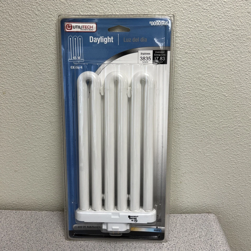 Lâmpada CFL 65watt 4 pinos, luz do dia 6500k Utilitech 10000 Hr 3835 Lum. GX10q-4 - Imagem 1 de 4