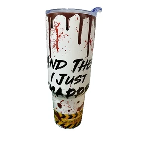 NEW 40 oz tumbler with handle crime scene horror - Picture 1 of 3