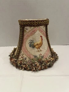 Small Rooster Lampshade Fabric Shade Fringe Trim Farmhouse Decor - Picture 1 of 7
